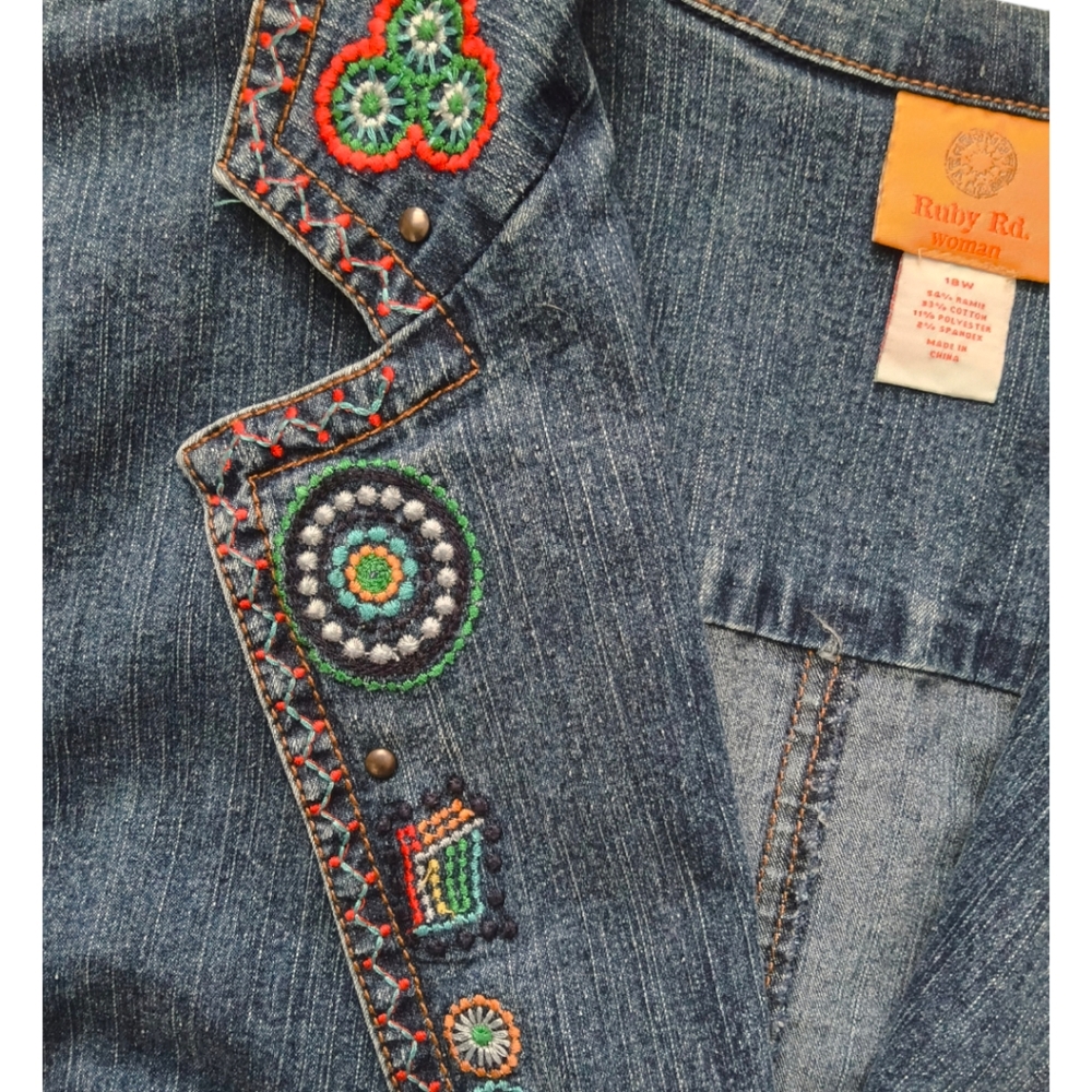 Ruby Road Embroidered Denim Jacket - image 4